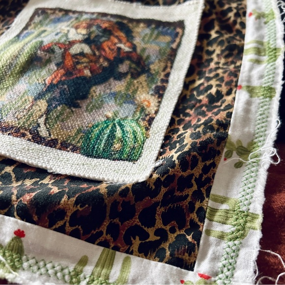 Faded Glory Dip Dye Button Down Shirt w/ Western Cowgirl & Cactus Patches - Picture 9 of 9